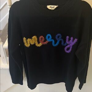 Hapti Black Sweater with Festive Design